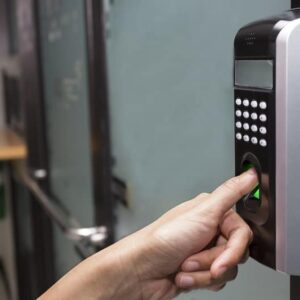 fingerprint and password lock in a office building