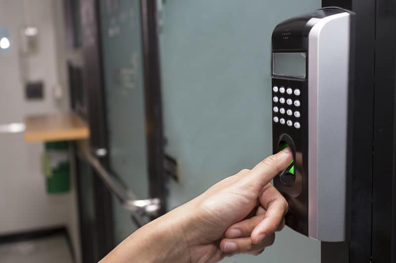 fingerprint and password lock in a office building